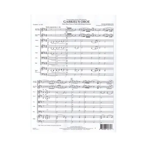 Gabriel`S Oboe (From The Mission) - Solo Oboe, Flute Or Violin With String Orchestra