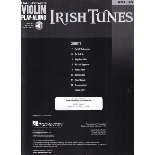 Irish Tunes - Violin Play-Along Vol.20
