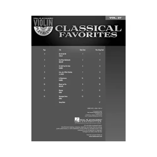 Classical Favorites - Violin Play-Along Vol.27