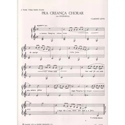 Pra Creança Chorar (Ou Pelegrina) para piano
