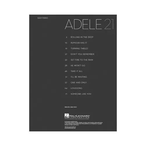 Adele 21 - Easy Piano