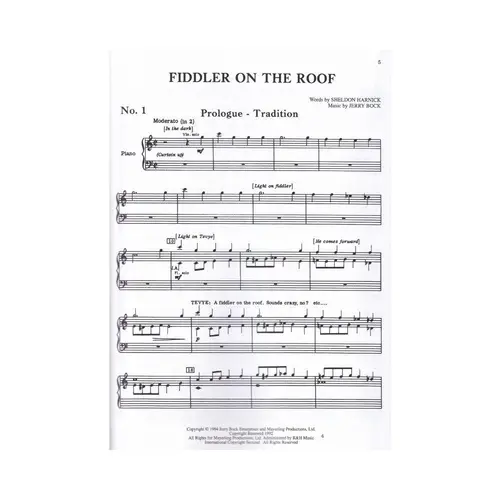 Fiddler On The Roof - Vocal Score