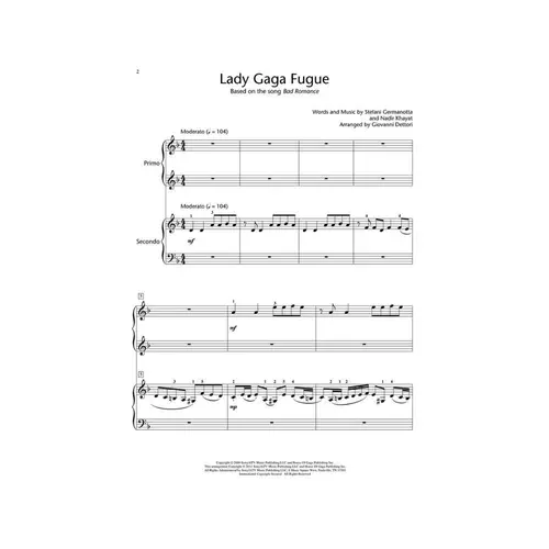 Lady Gaga Fugue - Intermediate Level 5