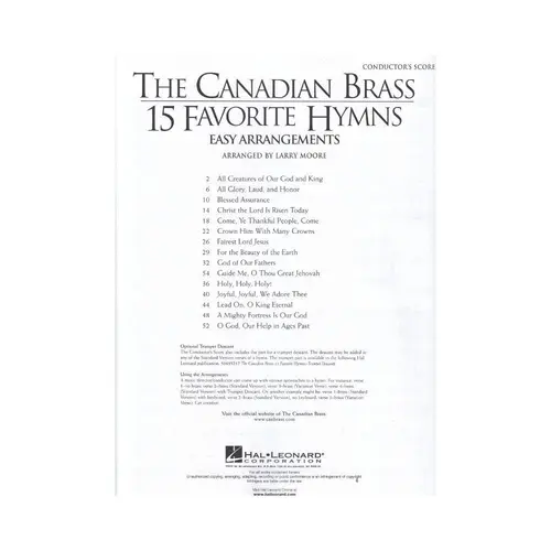 The Canadian Brass - 15 Favorite Hymns - Conductor'S Score