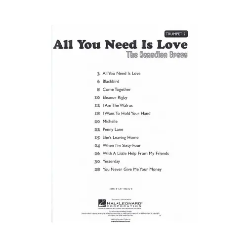 All You Need Is Love - 2Nd Trumpet