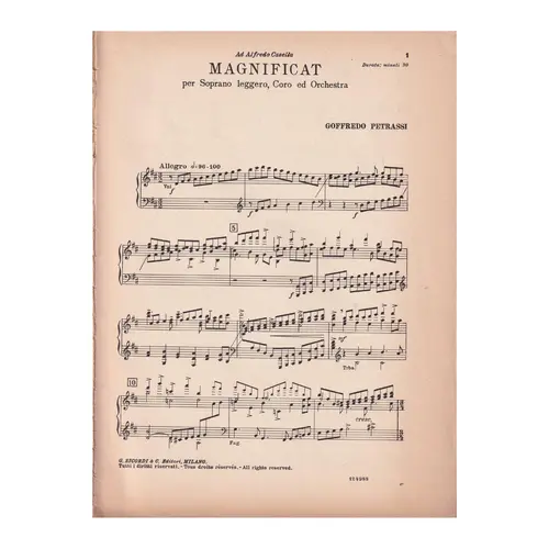 Magnificat Per Soprano Leggero Coro E Orchestra  (Edição Antiga)