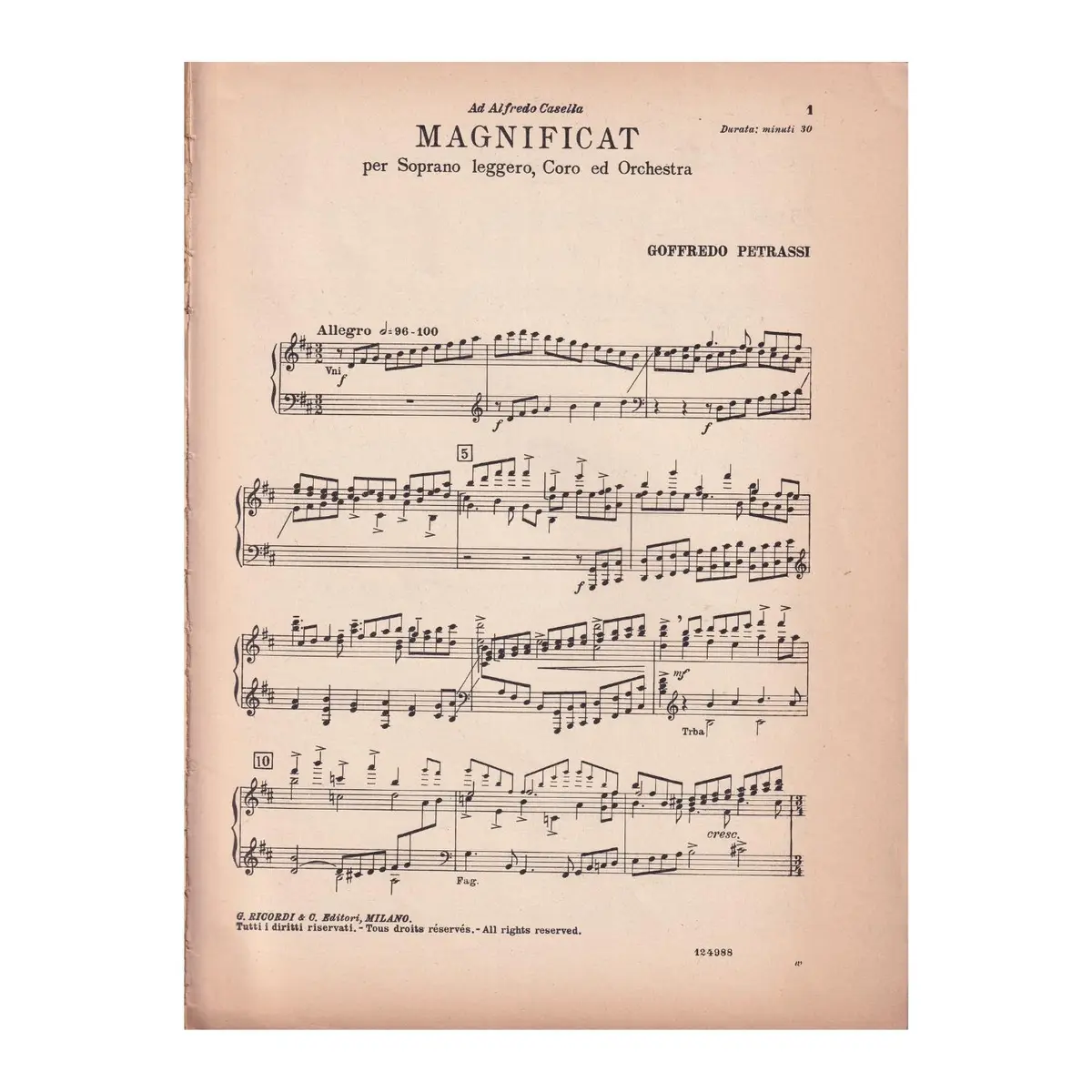 Magnificat Per Soprano Leggero Coro E Orchestra  (Edição Antiga)