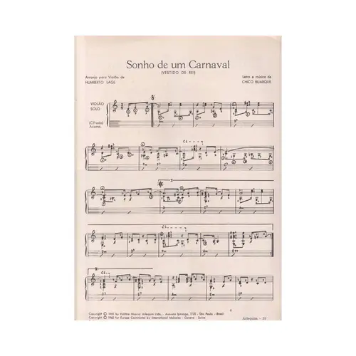 Sonho De Um Carnaval (Vestido de Rei) - violão