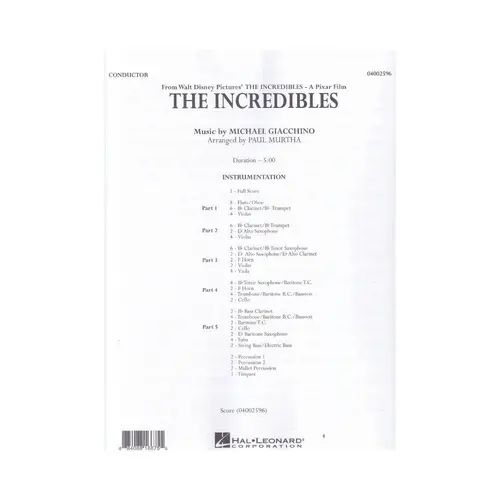The Incredibles - Flexband (Score E Parts)