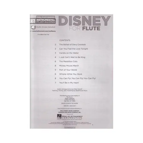 Disney - Flute Easy Instrumental Play-Along