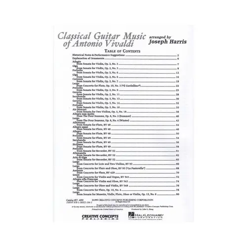 Classical Guitar Music Of Vivaldi