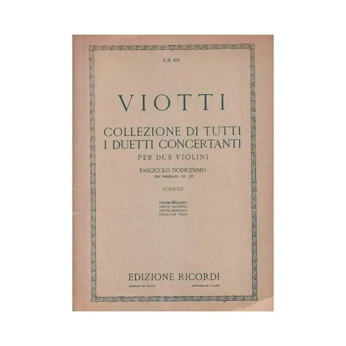Collezione Di Tutti I Duetti - Op.23A  (Edição Antiga)