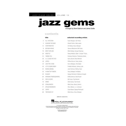 Jazz Gems - Jazz Piano Solos series vol.13