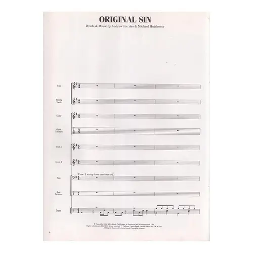 Inxs Rock Score - Exemplar Antigo