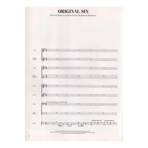 Inxs Rock Score - Exemplar Antigo