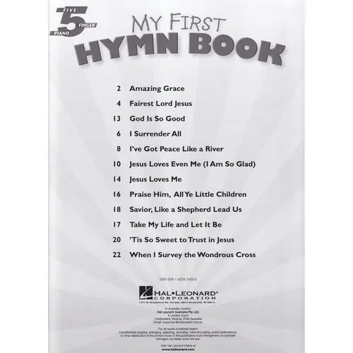 My first hymn book - Five finger piano songbook