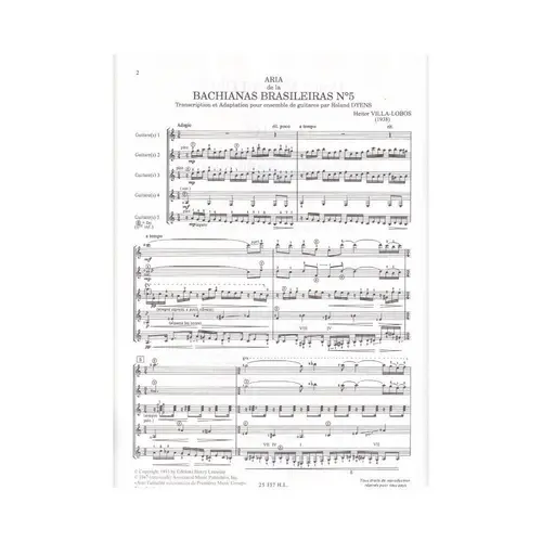 Aria De La Bachianas Brasileiras N.5 ( versão para 5 violões )