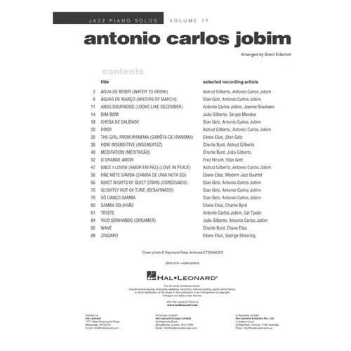 Antonio Carlos Jobim - Jazz Piano Solos series Vol.17