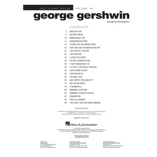 George Gershwin - Jazz Piano Solos Series Vol.26