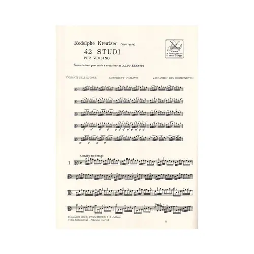 42 Studi Per Violino - Transcritos Para Viola
