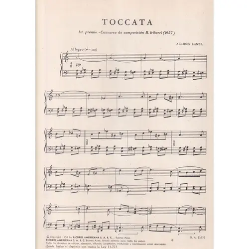 Toccata Para Piano  (Edição Antiga)