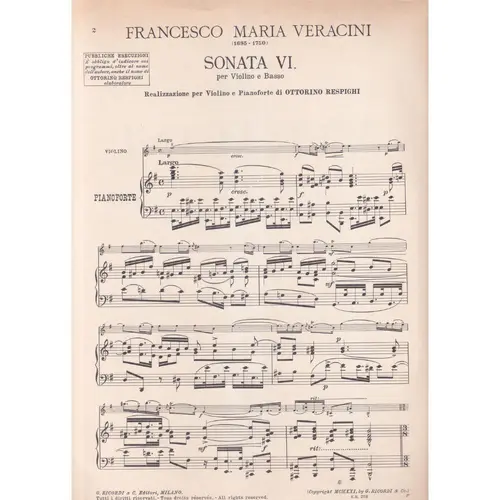Sonata Vi Per Violino  (Edição Antiga)