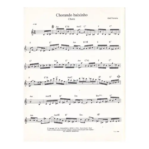 Chorando Baixinho melodia cifrada