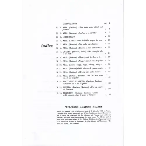 Bastiano E Bastiana - Vocal Score