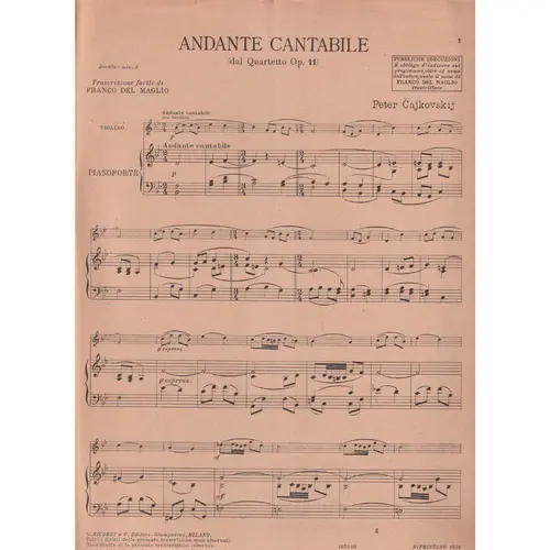 Andante Cantabile Dal Quartetto Op. 11 -   (Edição Antiga)