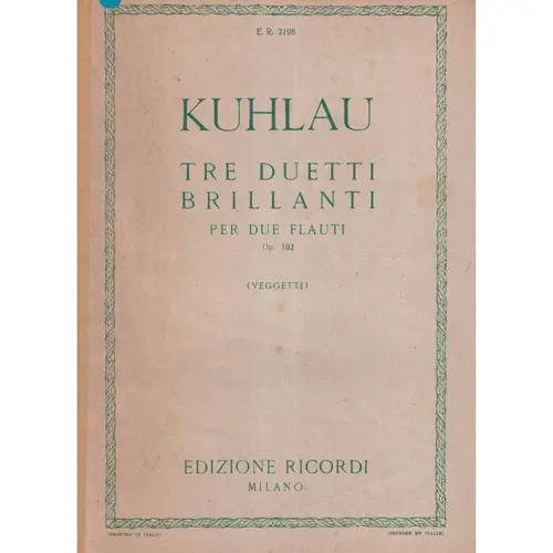 Tre Duetti Brillanti Per Due Flauti - Op. 102 - Exemplar Antigo