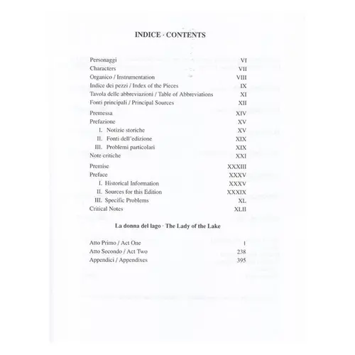 La Donna Del Lago Opera Vocal Score