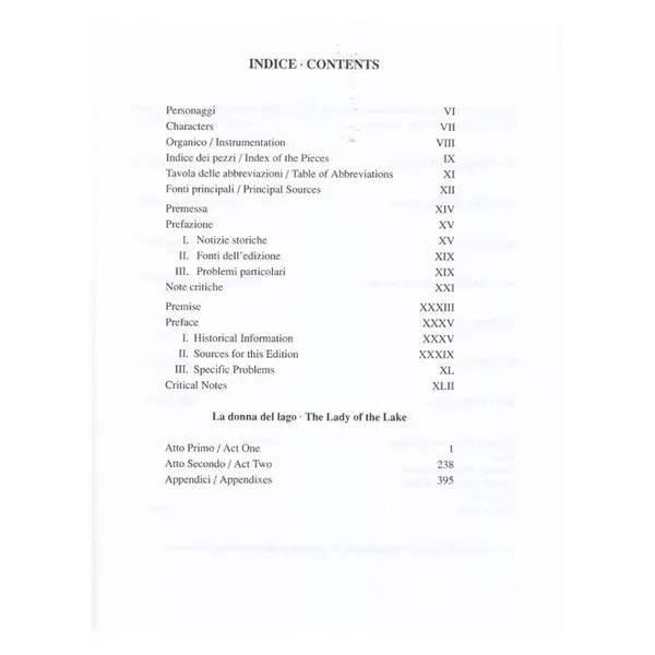 La Donna Del Lago Opera Vocal Score