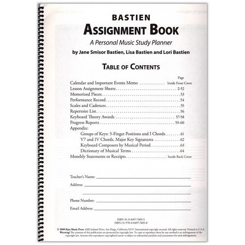 bastien assignment book