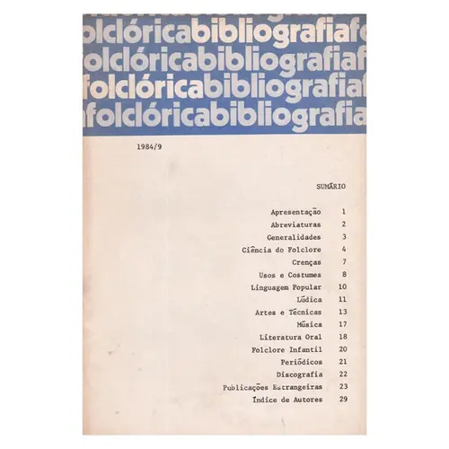 Bibliografia Do Folclore Vol 9 (1984)