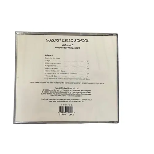 Suzuki Cello School - Vol.05 (Cd Somente)