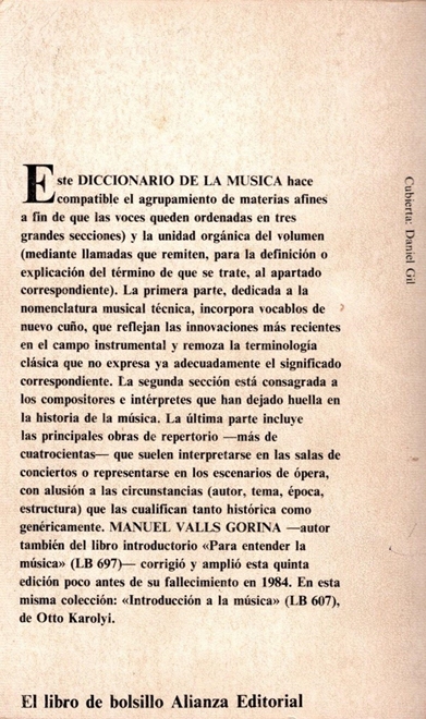 Diccionario De La Musica Dicionário De Música De Manuel Valls Gorina Diccionario De La Musica 6222