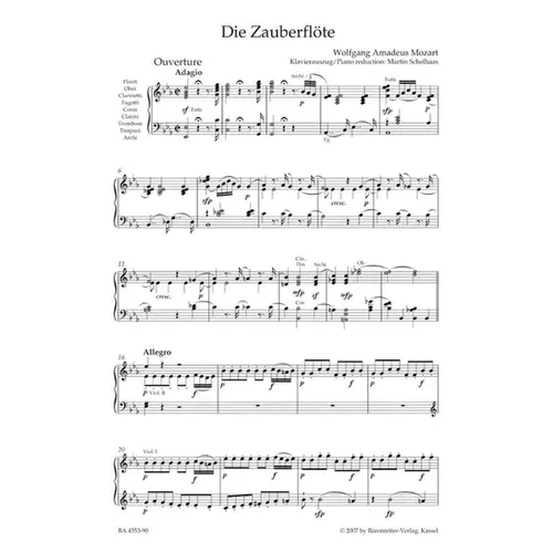 Die Zauberflote - Kv 620 -  Vocal Score - Urtext