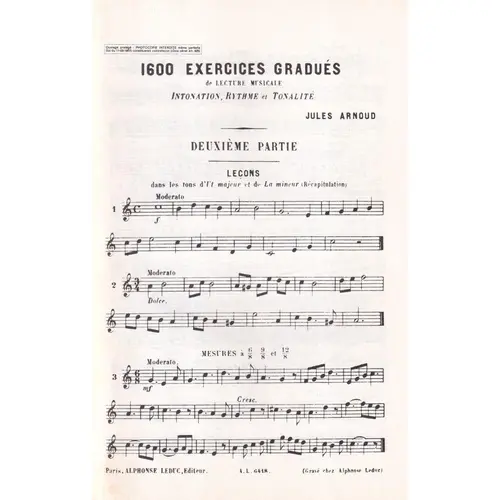 1600 Exercices Gradués De Lecture Et Dictees Musicales - Vol.10