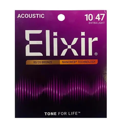 Encordoamento Para Violão Aço 010 Bronze Elixir Extra Light