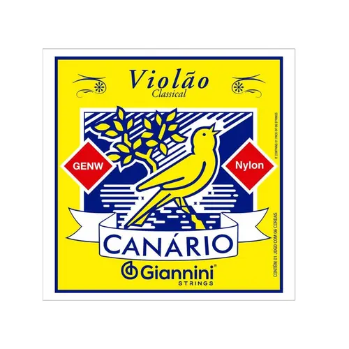 Encordoamento Para Violão Nylon Canário Giannini média sem bolinha GENW