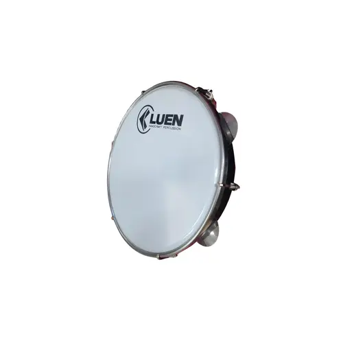 Pandeiro 10'' Luen ABS Platinela inox Pele Leitosa