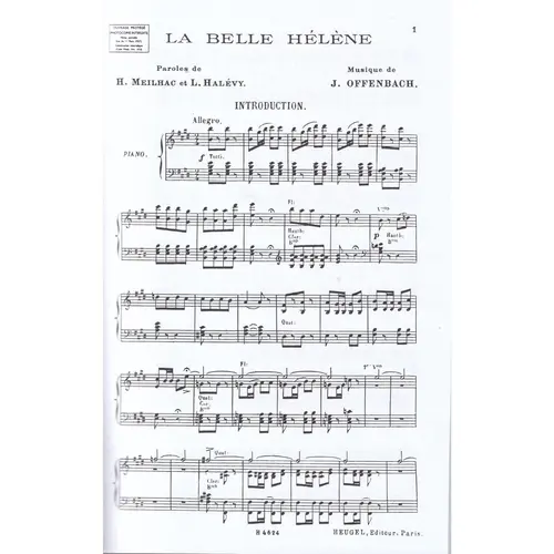 La Belle Helene - vocal score
