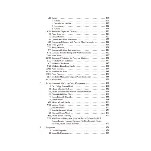 Mozart - Catalogue Of His Works