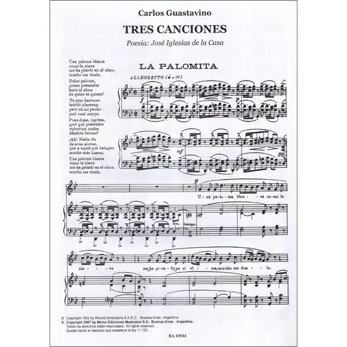 Tres Canciones - Sobre Poesias De Jose Iglesias De La Casa