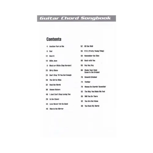 Michael Jackson - Guitar Chord Songbook