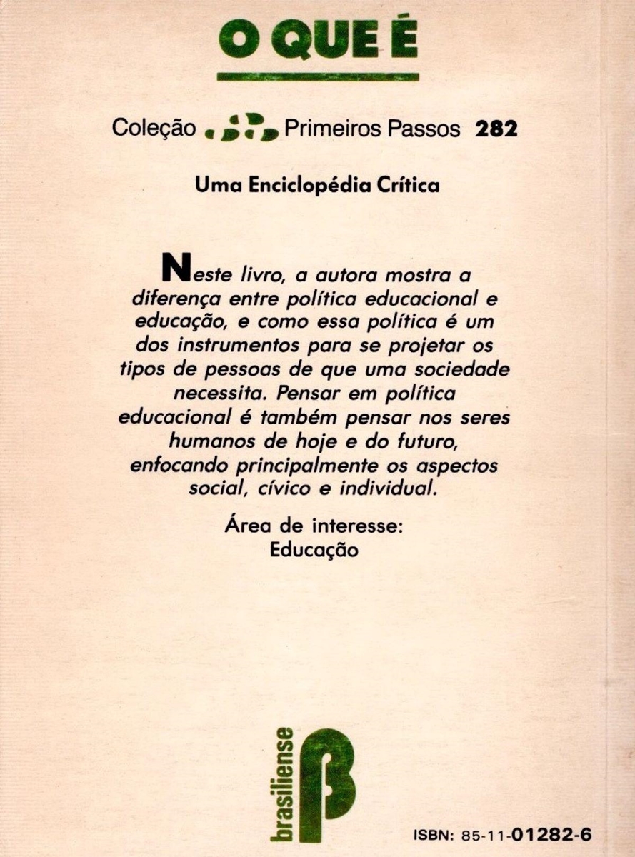O Que e Politica Educacional 2ª Edição de Clelia Martins O Que e Politica Educacional