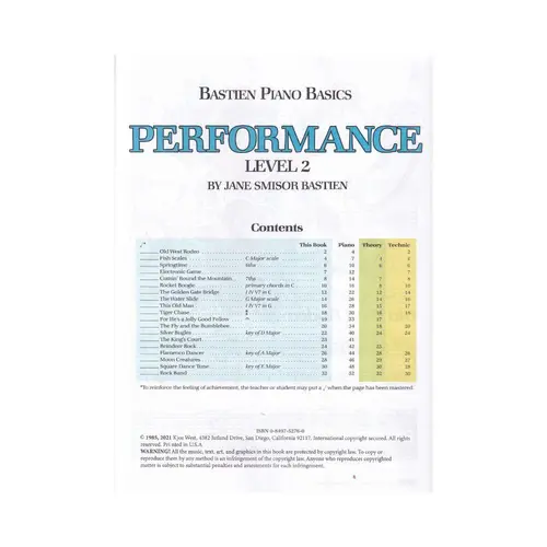 Bastien Piano Basics - Performance Level 2