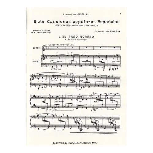 Siete Canciones Populares Espanolas For Voice And Piano