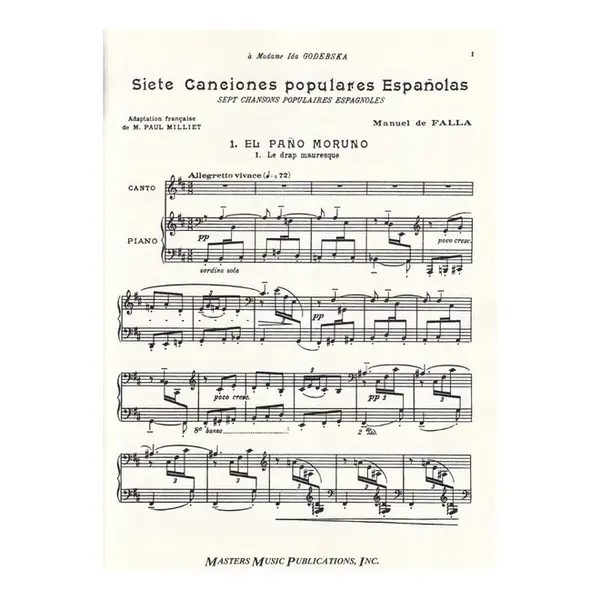 Siete Canciones Populares Espanolas For Voice And Piano