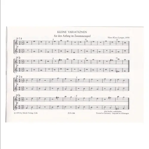 Little variations for the beginners of ensemble playing